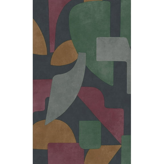 Navy Berry Modern Asbtract Geometric Wallpaper