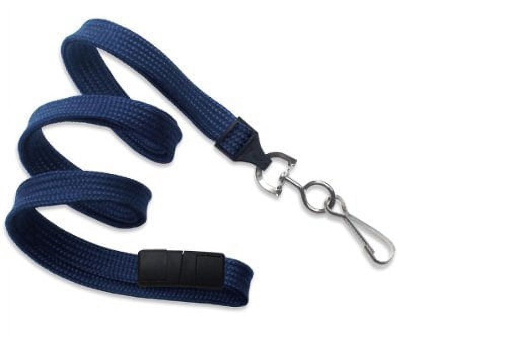 Navy Blue 3/8" Wide 36" Flat Braid Breakaway Lanyard, Swivel Hook (100/bag)