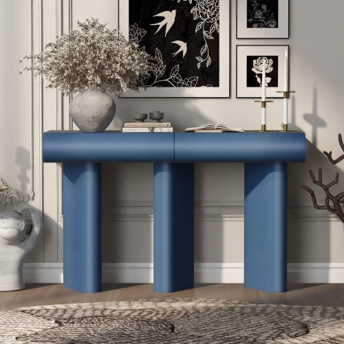Navy Blue 47.6 Inch Modern Entryway Table with 2 Drawers Space Saving ... - Space Saving Console Tables