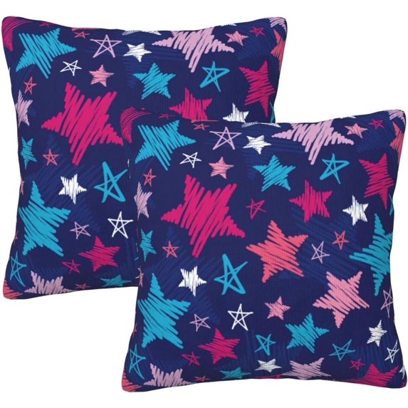 Navy Blue 4th of July Throw Pillow Covers 18X18 Inches Set of 2 Patriotic American Colorful Stars Pillow Cases Independence Day Pillow Cover Home Decor for Memorial Day Room Bed Couch Porch