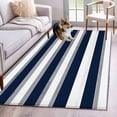 thumbnail image 1 of Navy Blue 4x6 Area Rugs for Living Room, and Grey Stripe Abstract Geometric Striped Non Slip Floor Mat Washable Low-Profile Indoor Carpet for Bedroom, Dining Room, Bathroom, 1 of 9