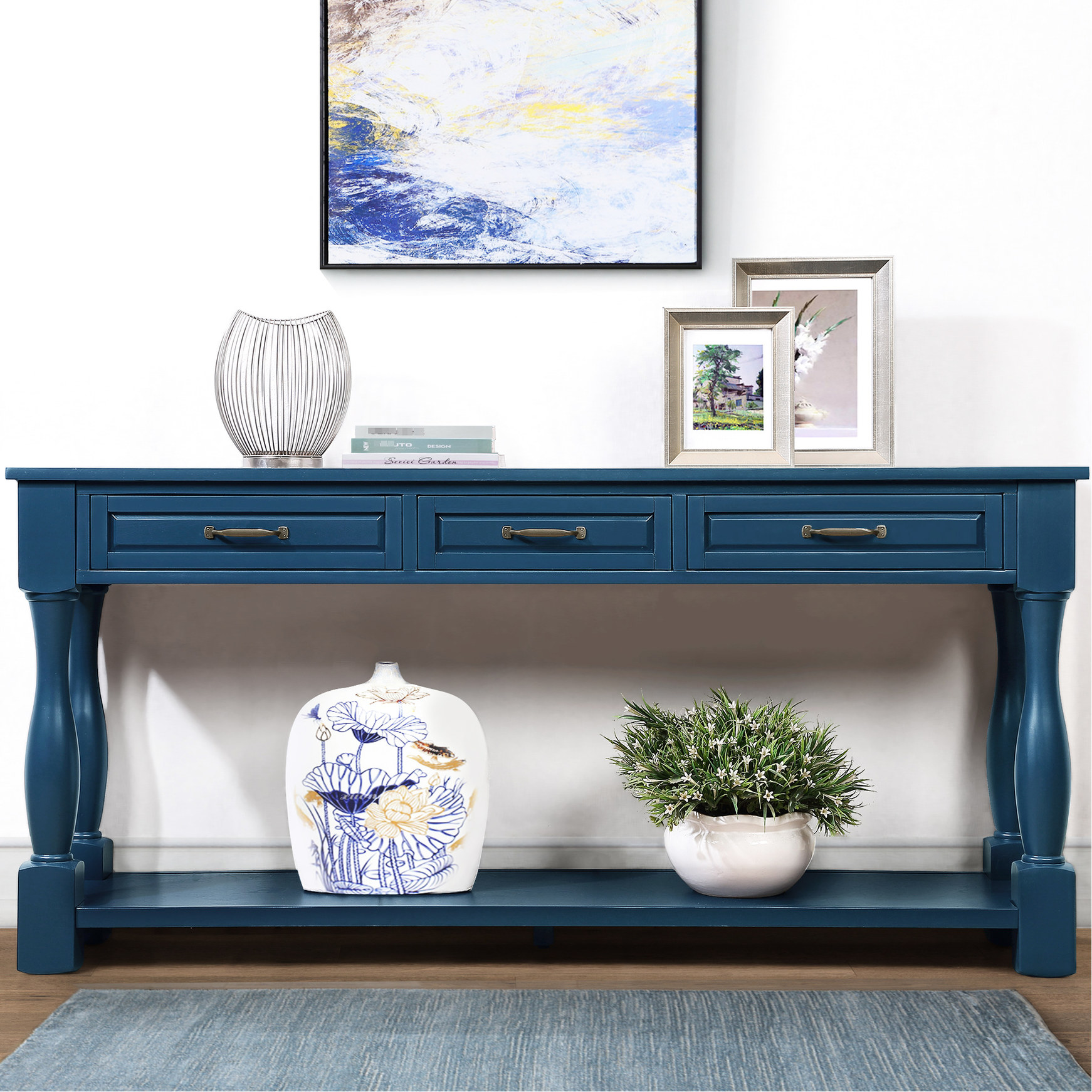 Navy Blue 63 - inch Table - Easy to Assemble - Primary Living Place ...