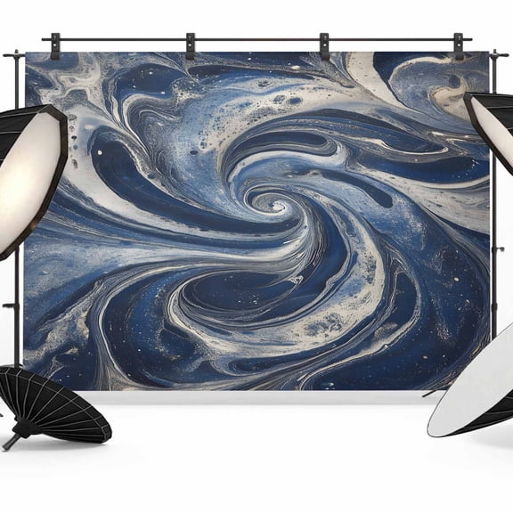 Navy Blue Abstract Backdrop for Photography, Fabric Photo Background Backdrop, White Moire Abstract Photo Booth Background for Portrait Photoshoot Video Wedding Studio Decoration Banner 10x8ft