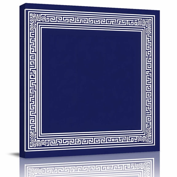Navy Blue Abstract Geometric Canvas Artwork Painting Art, Back Print Border Square Framed Wall Decorations Prints Picture for Bedroom Kitchen Living Room, 8x8 in