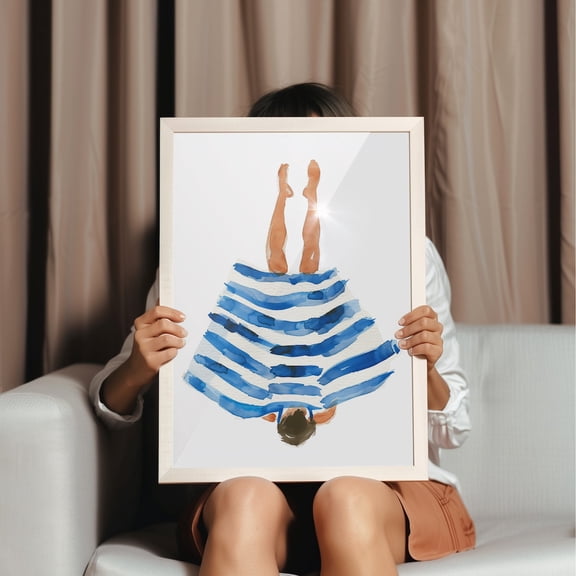 Navy Blue Abstract Hamptons Coastal Decor Wall Art
