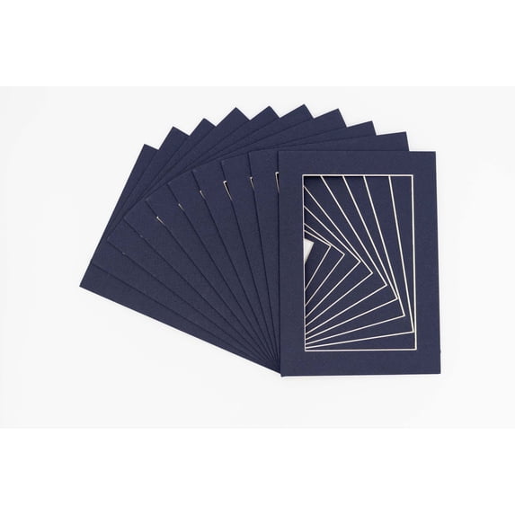 Navy Blue Acid Free 16x20 Picture Frame Mats with White Core Bevel Cut for 11x14 Pictures - Fits
