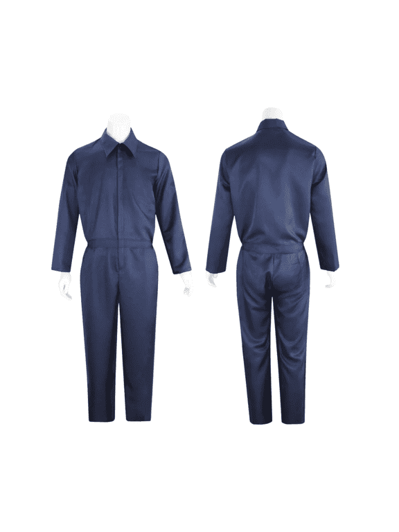 Navy Blue Adult Jumpsuit Coveralls Long Sleeve Cotton Blend Work Jumpsuit 2XL