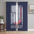 thumbnail image 1 of Navy Blue American Flag Sheer Curtains 108 Inch Length 2 Panels Set Window Treatments, Abstract Red Hockey Stripes Us Flag Rod Pocket Semi Curtains for Living Room/Bedroom/Kitchen, 104"W x 108"L, 1 of 7