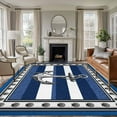 thumbnail image 1 of Navy Blue Anchor Area Rugs 8'x10', Washable Small Throw Rugs for Living Room Patio, Nautical Summer Beach Coastal Ocean Indoor Outdoor Rug Non-Slip Low Pile Carpet Runner Reversible Floor Mats, 1 of 8