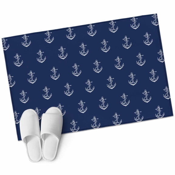 Navy Blue Anchor Large Area Rugs for Bedroom Living Room, Soft Non Slip Carpet Bedside Rug, Nautical Coastal Summer Ocean Ship Rectangular Floor Cover Kitchen Accent Rug 2'x3' for Dining Room/Office