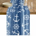 thumbnail image 1 of Navy Blue Anchor Nautical Cotton Linen Rectangle Table Runners 13"x60", Coastal Rudder Beach Coffee Table Runner Dresser Scarves Luxury Table Runners for Wedding Party Banquet Dinner Decor, 1 of 8