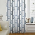 thumbnail image 1 of Navy Blue Anchor Nautical Semi Sheer Curtains Drapes for Living Room, Bedroom, French Doors Window 54 Inches Long, Coastal Ocean Blue Striped Rod Pocket Chiffon Curtain Drapery Voile Draperies Panel, 1 of 6