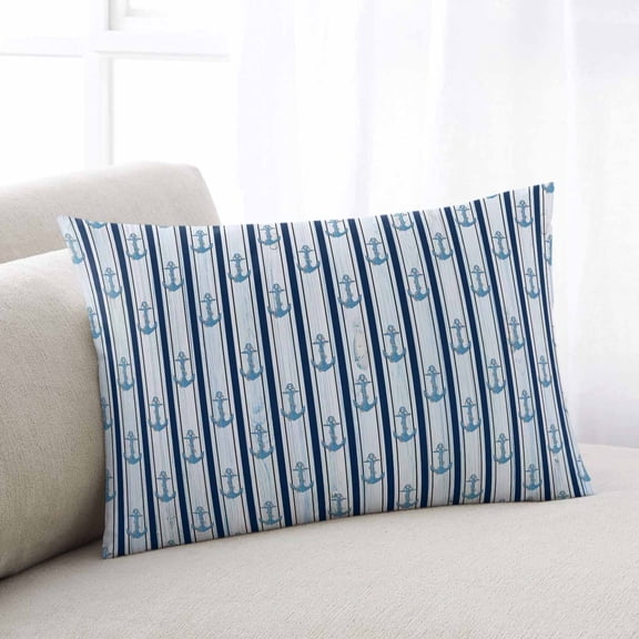 Navy Blue Anchor Nautical Throw Pillow Covers, Blue Coastal Ocean Soft Breathable Pillow Cases with Invisible Zipper for Sleeping, King Size Pillowcases for Couch Bed Sofa Chair 20x36 Inches