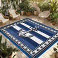 thumbnail image 1 of Navy Blue Anchor Outdoor Rug for Patio/Deck/Porch, Non-Slip Large Area Rug 6 x 9 Ft, Nautical Summer Beach Coastal Ocean Indoor Outdoor Rugs Washable Area Rugs, Reversible Camping Rug Carpet Runner, 1 of 8