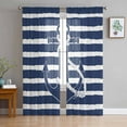 thumbnail image 1 of Navy Blue Anchor Sheer Curtains 96 Inches Long 2 Panels Set, Window Sheer Curtains for Living Room/Bedroom, Nautical White Horizontal Striped Light Filtering Rod Pocket Curtain 52'' x 96'' x 2, 1 of 7