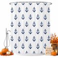 thumbnail image 1 of Navy Blue Anchor Shower Curtain, Waterproof Shower Curtains for Bathroom, Modern Minimalist Nautical Coastal Washable Fabric Bathtub Curtain Set Bath Decor with 12 Hooks Extra Long 72"x96", 1 of 8