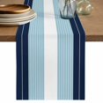 thumbnail image 1 of Navy Blue Aqua Stripe Table Runner, Modern Art Horizontal Striped Washable Cotton Linen Table Runners 72 Inches Long, Dresser Scarf Runner for Dining Tables/TV Stands/Coffee/Cabinets 18''x72'', 1 of 9