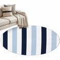 thumbnail image 1 of Navy Blue Aqua Striped Large Area Rugs for Bedroom Living Room, Soft Non Slip Carpet Bedside Rug, Farmhouse Stripe Art Round Floor Cover Kitchen Accent Rug 3.3' for Dining Room/Office, 1 of 9