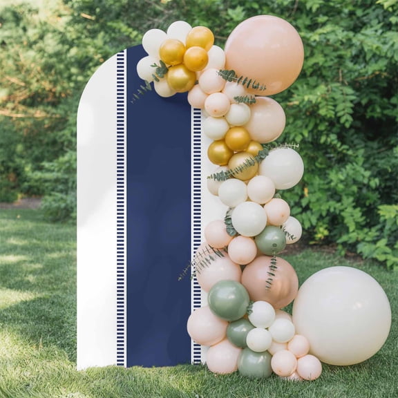 Navy Blue Arch Backdrop Cover 5 FT, Stripes Wedding Arch Cover Stretchy Backdrop Stands Covers for Birthday Party Ceremony Banquet Decor