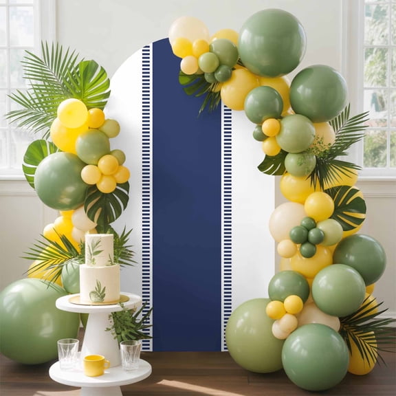 Navy Blue Arch Backdrop Cover, 6.6FT, Stripes Solid Color Spandex Arch Covers Double-Sided Backdrop for Wedding Birthday Party Photo Background Decoration