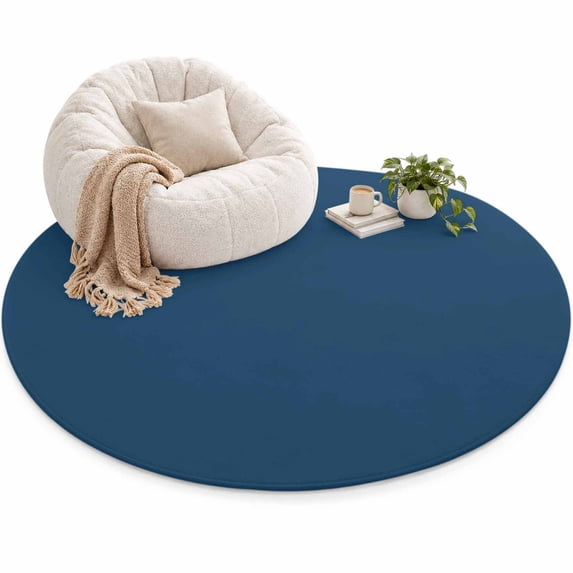Navy Blue Area Rug 4', Classic Blue Color Solid Background Rustic ...