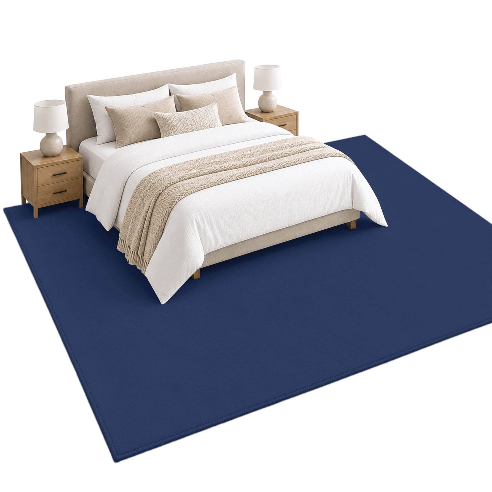 Navy Blue Area Rug 5'x7', Solid Color Soft Mat Non-Slip Silicone ...