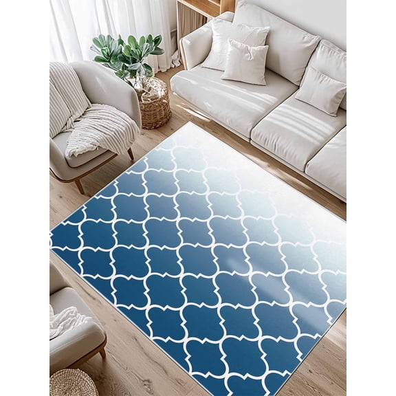Navy Blue Area Rug for Bedroom 4x6 Ft Moroccan Trellis Abstract Gradient Geometric Super Soft fuzzy Throw Rug Non-Slip Fluffy Plush Indoor Floor Carpet for Living Room Nursery Home Decor