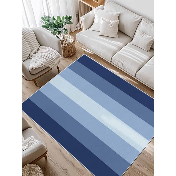 Navy Blue Area Rug for Bedroom 4x6 Ft Ombre Stripe Super Soft fuzzy Throw Rug Non-Slip Fluffy Plush Indoor Floor Carpet for Living Room Nursery Home Decor