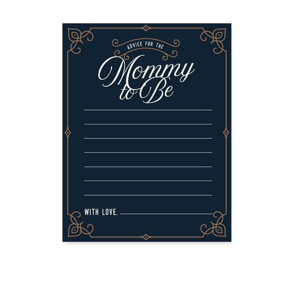 Navy Blue Art Deco Vintage Party Baby Shower,  Advice for the Mommy to Be Cards, 20-Pack, Games