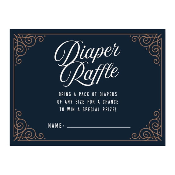 Koyal Wholesale Navy Blue Art Deco Vintage Party Baby Shower Diaper Raffle Cards, 30-Pack