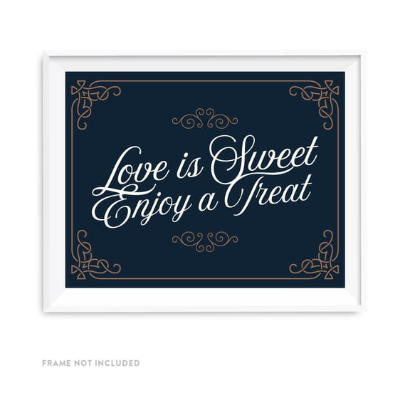 Koyal Wholesale Navy Blue Art Deco Dessert Table Sign 8.5x11 Love is Sweet Party Decor
