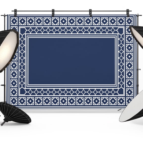 Navy Blue Backdrop for Photography, Boho Diamond Pattern Border Rustic Southwestern Photo Backdrop Portrait Background Party Banner Photo Backgrounds for Studio Booth Props, 7x5ft