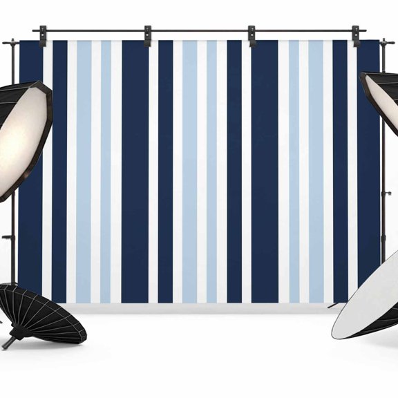 Navy Blue Backdrop for Photography,Fabric Photo Background Backdrop,Modern White Geometric Vertical Stripes Photo Booth Background for Portrait Photoshoot Video Wedding Decoration Banner 10x8ft