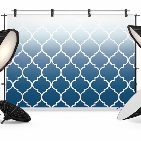 Navy Blue Backdrop for Photography, Moroccan Trellis Abstract Gradient Geometric Photo Backdrop Portrait Background Party Banner Photo Backgrounds for Studio Booth Props, 7x5ft
