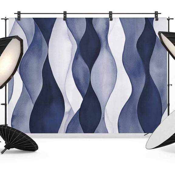Navy Blue Backdrop for Photoshoot,Photography Photo Studio Background Wall Backdrop,Modern Moire Abstract Ripple Geometric Back Drop Banner Panel for Portraits Wedding Live Streaming Decor 8x6Ft