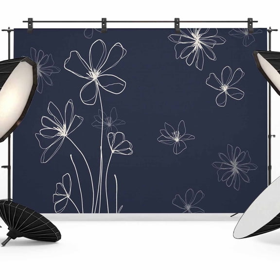 Navy Blue Backdrop for Photoshoot, Photography Photo Studio Background Wall Backdrop, Spring Flora Back Drop Banner Panel for Portraits Wedding Party Live Streaming Decor 7x5Ft