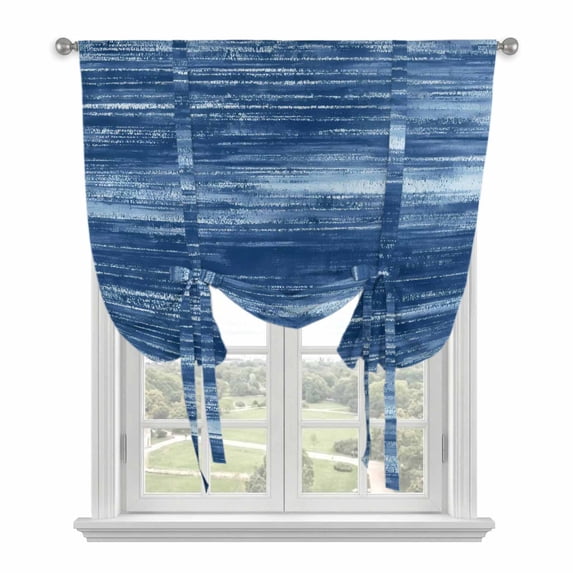 Navy Blue Balloon Curtains for Living Room/French Door, Vintage Modern Abstract Art Ombre Tie Up Curtains 63 Inch Length Energy Saving Kitchen Curtains Shades for Windows 42"x63"