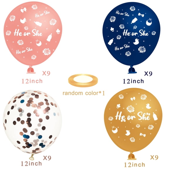 36 Piece Balloon Set, Navy Blue and Rose Gold Latex Balloons for Party Decorations