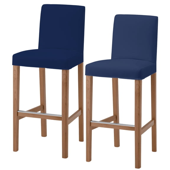 Navy Blue Bar Stool Cover Set of 2, Farmhouse Solid Navy Blue Color Modern Art Stretch Bar Chair Cover, Removable Washable Pub Counter Stool Chair Slipcover for Kitchen Dining Room Pub Cafe