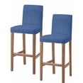 thumbnail image 1 of Navy Blue Bar Stool Covers Set of 2, Vintage Country Monochrome Farmhouse Stretch Washable Bar Chair Covers with Backs, Removable Pub Counter Height Chair Cover for Kitchen Dining Room Cafe, 1 of 7
