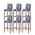 thumbnail image 1 of Navy Blue Bar Stool Covers Set of 6, Modern Moire Abstract Ripple Geometric Stretch Washable Bar Chair Covers with Backs, Removable Pub Counter Height Chair Cover for Kitchen Dining Room Cafe, 1 of 7