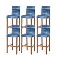thumbnail image 1 of Navy Blue Bar Stool Covers Set of 6, Vintage Modern Abstract Art Ombre Stretch Washable Bar Chair Covers with Backs, Removable Pub Counter Height Chair Cover for Kitchen Dining Room Cafe, 1 of 7