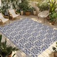 thumbnail image 1 of Navy Blue Baroque Outdoor Rug 5x7 Ft - Reversible Patio Rug Outdoor Camping Rugs, Vintage Abstract Art Pattern Washable Indoor Outdoor Area Rugs, Non-Slip Outdoor Carpet Runner for Deck/Porch, 1 of 8