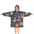 thumbnail image 1 of Navy Blue Baseball Football Pattern Blanket Hoodies for Kids 6-13YR Oversize Wearable Blanket Hoodies for Boys Girls Teens, 1 of 7