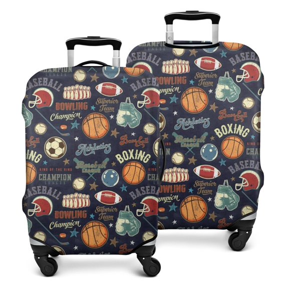 Navy Blue Baseball Football Pattern Luggage Cover Fashion Suitcase Cover Baggage Covers Fit 25-28 Inch Luggage (Go Travel)