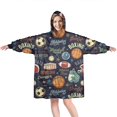 thumbnail image 1 of Navy Blue Baseball Football Pattern Wearable Oversized Blanket,Wearable Blanket Hoodie for Adults,Cozy Hooded Blankets with Super Pockets,Super Warm Fuzzy Pullover for Women & Men, 1 of 6