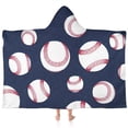 thumbnail image 1 of Navy Blue Baseballs Pattern Hooded Bath Towel，60"x35" for Ages 3 To 12 Kids, Quick Dry Lightweight Soft Microfiber Hood Beach Towel Cover Up for Kids, 1 of 7