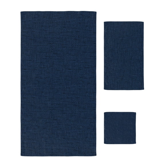 Navy Blue Bath Towels Set of 3 with Bath Towel Hand Towel Washcloth ...