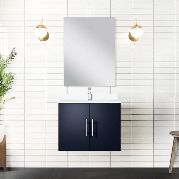 Navy Blue Bathroom Vanity 24"w X 22"d With White Quartz Counter - Solid Wood Construction Soft Close Feature Abundant Space For Storage Scratch And Stain Top Faucet Installation Prepared 24 In. W 22