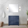 thumbnail image 1 of Navy Blue Bathroom Vanity 36" X 20" - White Quartz Countertop, Solid Wood Frame, Soft Close, Scratch And Stain , Interior Cabinet & Drawers For Storage, Faucet Ready W D Bath With Construction,, 1 of 4